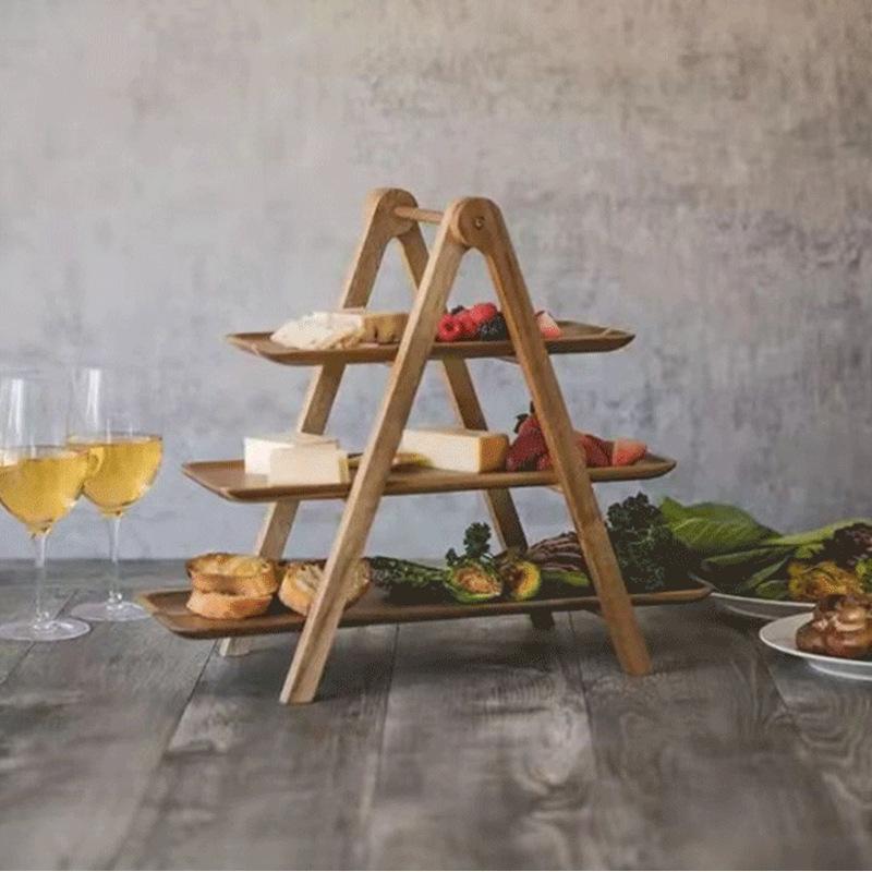 Wooden Fruit Tray for Serving Food Decorative Snack Plates Kitchen Storage Organizer Rustic Wooden Dish for Snacks Bread Dessert