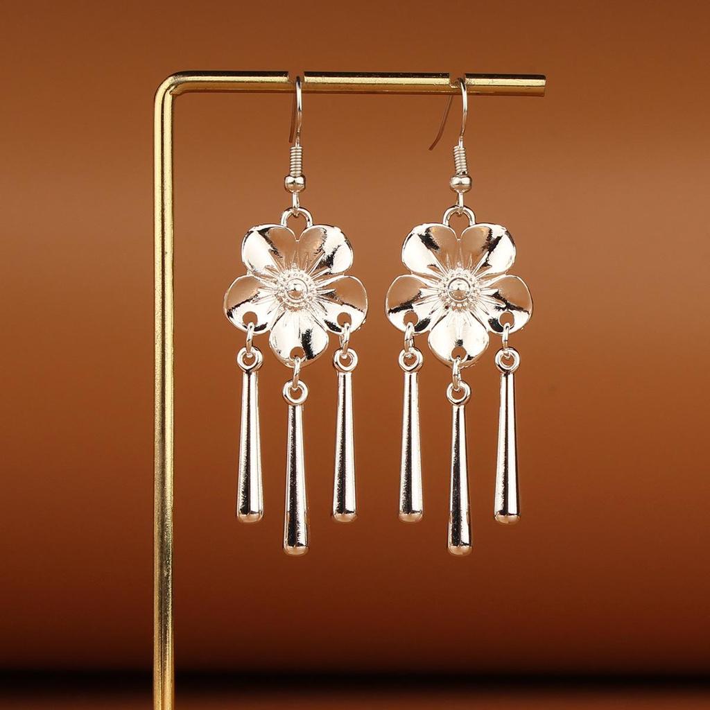 Retro Miao Silver Tassel Earrings: Ethnic Yunnan Long Dangle Women's Jewelry