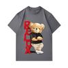 Men's 100% Cotton Crew Neck Short Sleeve T-Shirt, Casual Cute Bear Relax Printed Comfortable Breathable Loose Fit Summer Daily Wear Top for Male