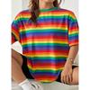 Dámské tričko s duhovými pruhy Oversized oblečení Trend Ležérní Krátký rukáv Kulatý výstřih Trička Letní Dámské trička Denní Měkké oblečení