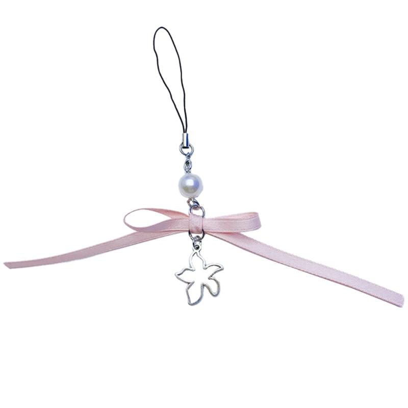 

Beaded Phone Lanyard Bowknot Pendant Wrist Strap Detachable Ballet Shoe Phone Chain Keyring Portable Accessory for Women