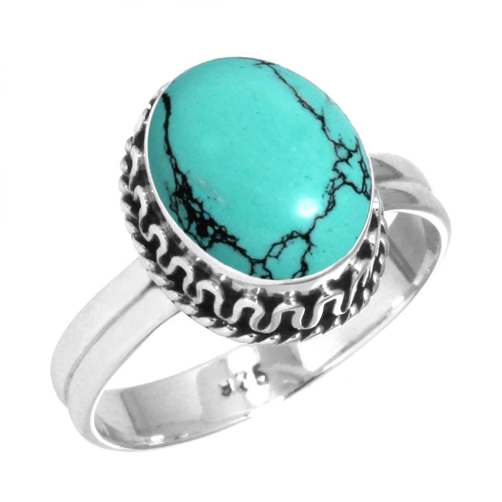 925 Sterling Silver Ring Women Gemstone Handmade Jewelry Anniversary Gift Blue Green Purple Copper Turquoise Pearl Lapis Mother Of Pearl Solitaire