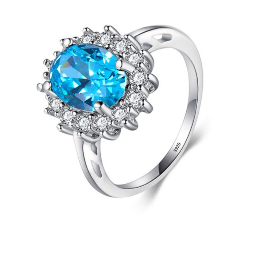 

925 Silver Vintage Ring Minimalist Design Elegant European Style Unique Jewelry for Women US-10 морской синий