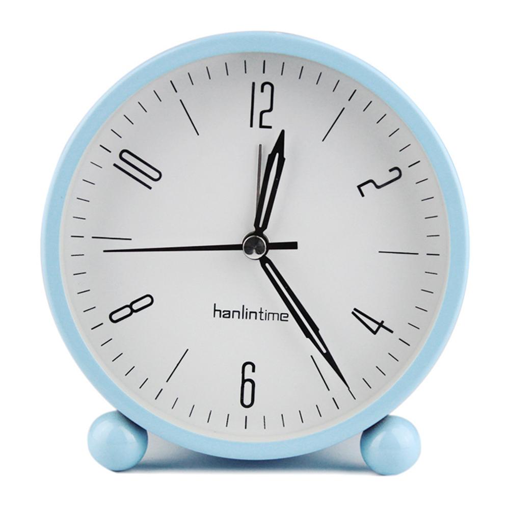 4 Inch Round Alarm Clock With Night Light Silent Large Digital Display Bedside Alarm Clock
