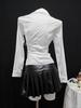 In Stock - European & American Casual Waist-Cinching Solid Color Women's Shirt