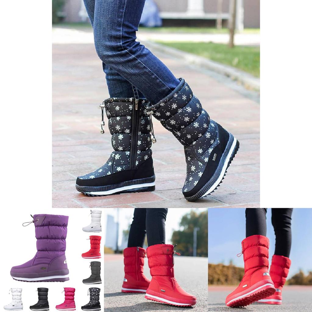 Gemütliche Warme Winter Schneestiefel Für Damen Rutschfeste Mittelhohe Plüschstiefel