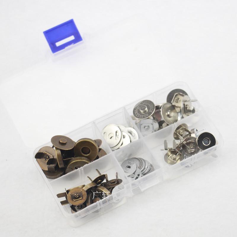20pcs Magnetic Bronze/Silver Snap Buckles (1.8CM & 1.4CM) for Luggage and Packaging Boxes