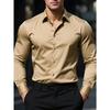 New Men Shirt Brand New Solid Color Long Sleeve Elastic Fabric Men's Multiple Colors Male Quality Basic Shirt
