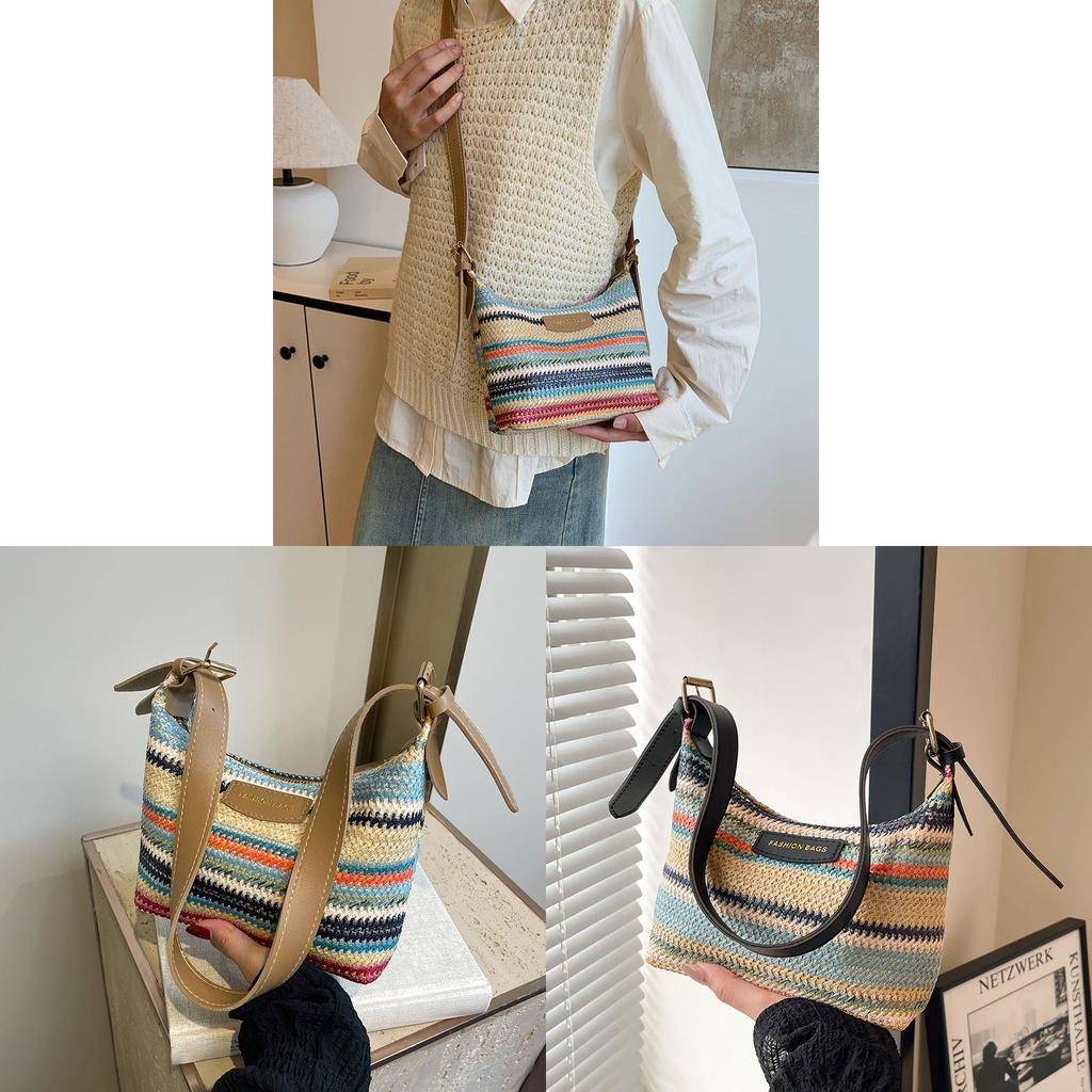Casual Woven Tote Bag For Women With Tophandle And Polyester Lining For Daily Use