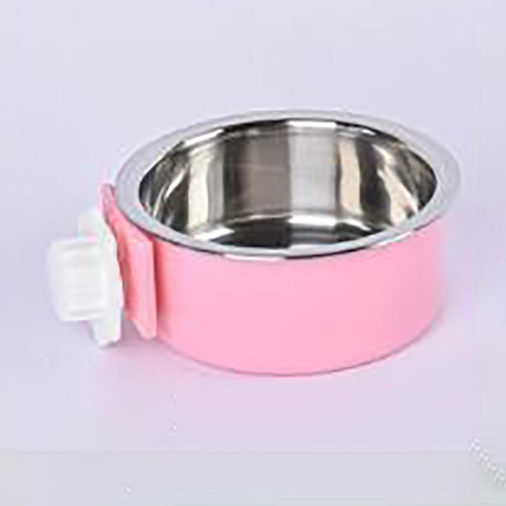 

Кормушка для хомяка из нержавеющей стали, подвесные миски для кошачьего корма, устойчивый диспенсер для корма для питомцев, морская свинка Round Bowl - Pink