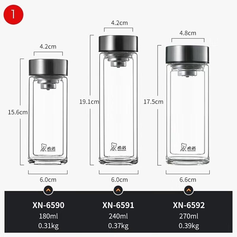 Heenoor XN-6595 360ML Double Wall Glass Cup