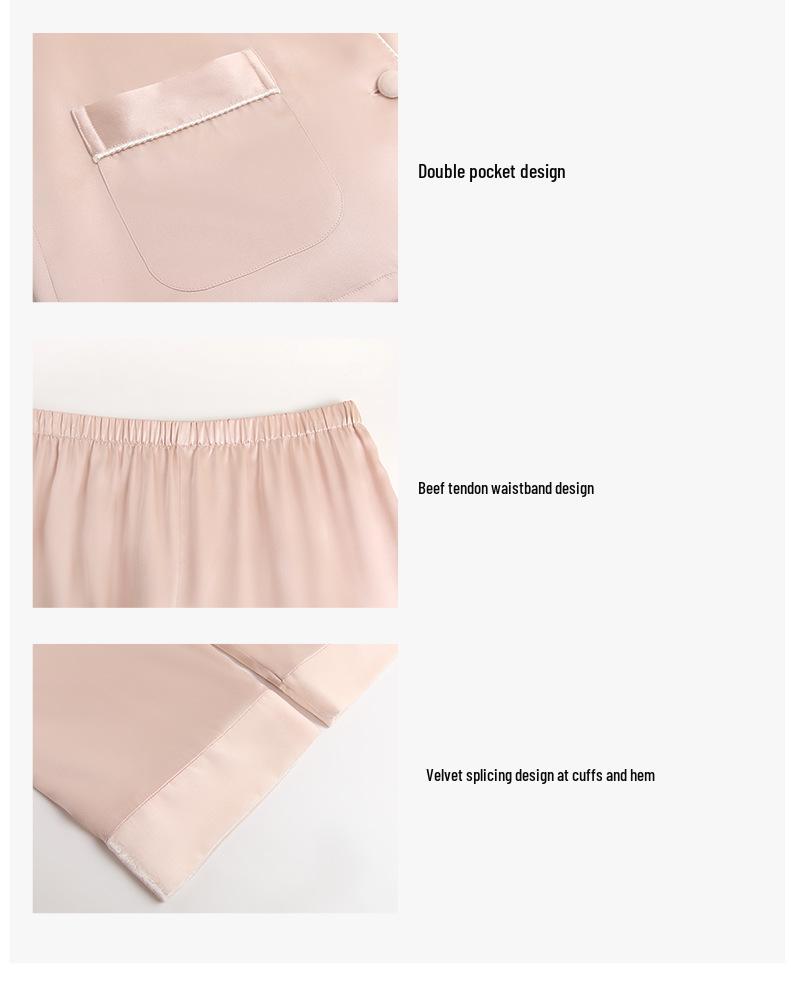 2026 Autumn/Winter Women's Heavyweight Silk Velvet Pajama Set - 100% Mulberry Silk, Long Sleeve & Pants.