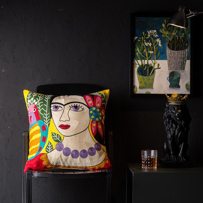 Christmas Picasso European and American Style Abstract Cushion Cover Living Room Sofa Embroidered Cushion Bedside Pillow Cover