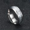 Men's 8MM Meteorite Stone Pattern Inlaid Silver Stainless Steel Ring - Engagement Wedding Band for Cocktail Party High