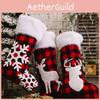 Beautiful Red And Black Check Christmas Stockings With Elegant Snowflake And Reindeer Designs For Holiday Spirit