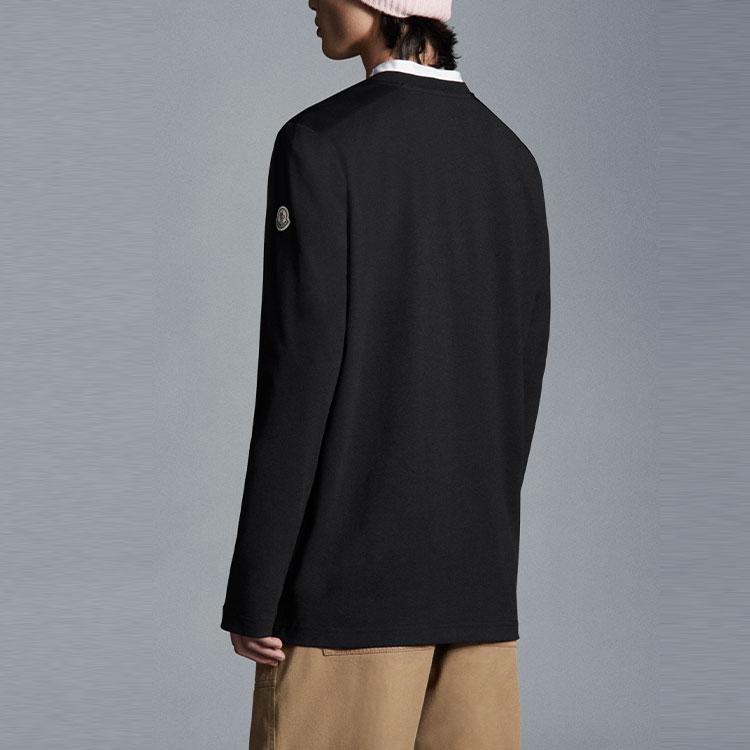 Moncler Ss22 Printed Crew Neck Long Sleeve T-Shirt Men tops Black H10918D00013899M5999