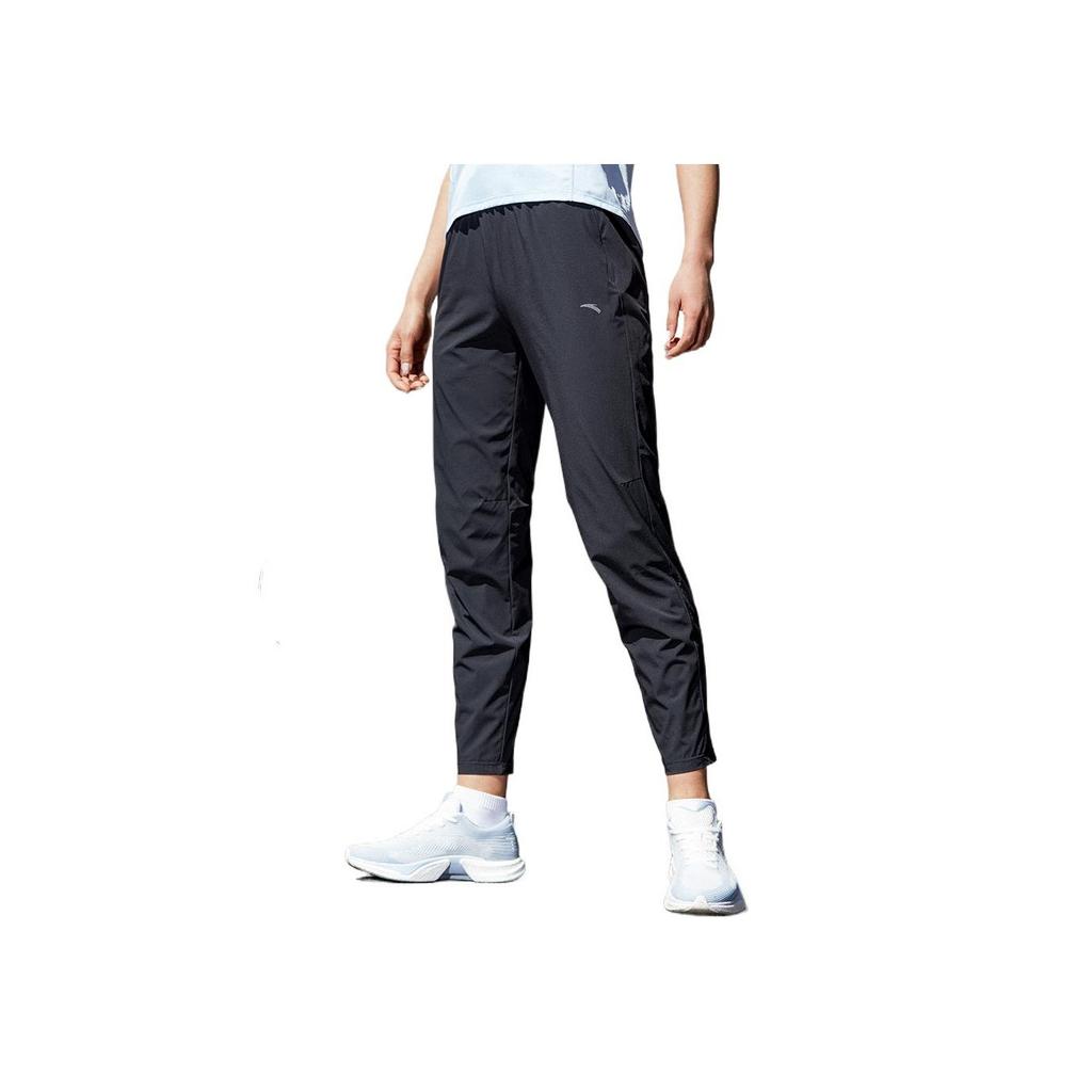 Anta Solid Color Logo Elastic Drawstring Sports Pants Women bottoms Black 162225501-1