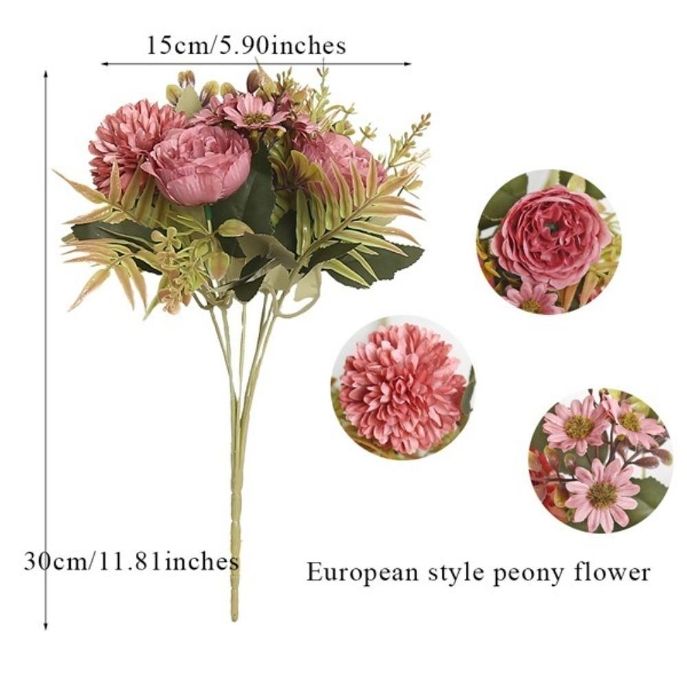 Peonies Design Simulated Flowers Landscape Colorful European Style Peonies Terrain Model Scenery Model Brides Holding Flowers