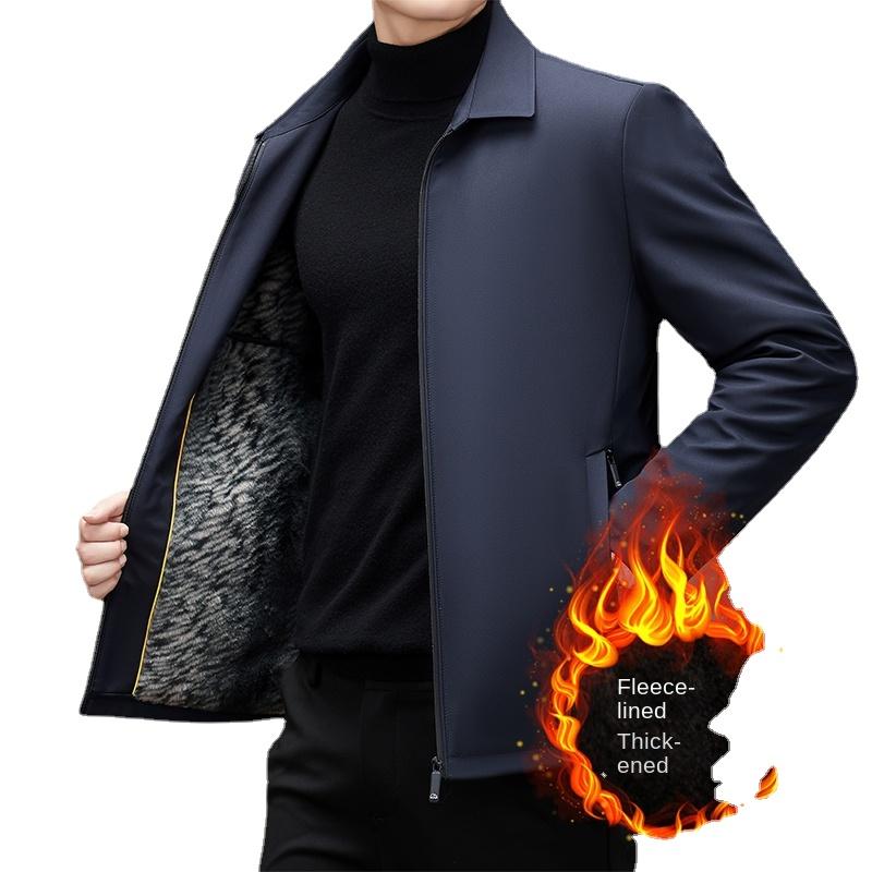 Cozy Up Men’s Jacket Casual Thickening Water Resistant Microfiber Windbreaker Golf Plush Coat