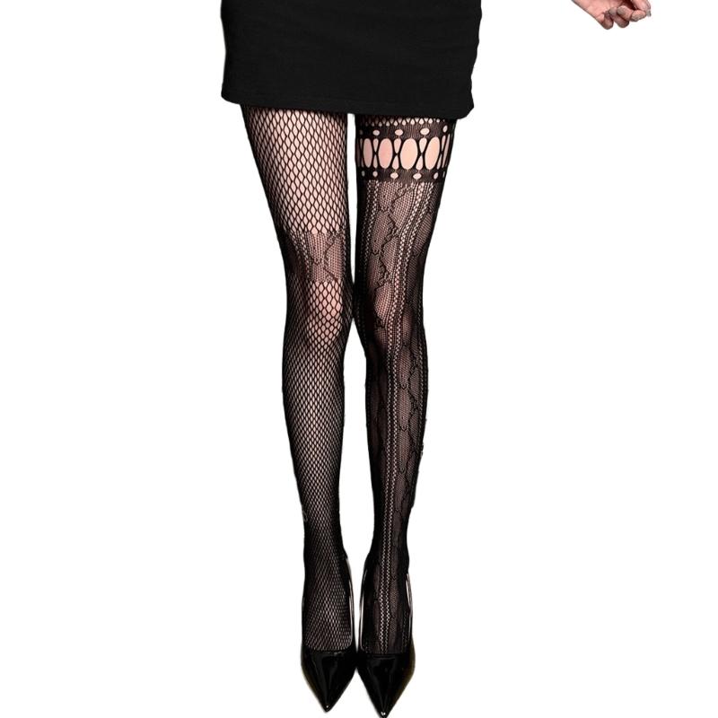 Women Lace Patterned Fishnet Tights High Waist Fishnets Leggings Net Stockings Pantyhose Thigh High Stockings Hosiery
