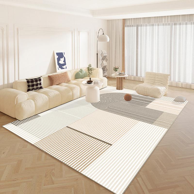 Japanese Style Rugs for Bedroom Thick Washable Floor Mat Fluffy Soft Lounge Rug Cream Color Living Room Decoration Stripe Carpet