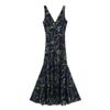 2025 Spring/Summer Women's Slimming Floral Silk V-Neck Sleeveless Dress