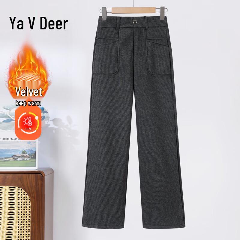 Yalu Women s Fleece-Lined Winter Wide-Leg Casual Pants 4XL