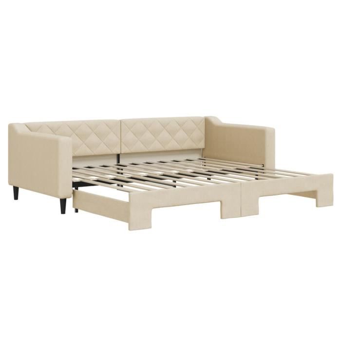 VidaXL Daybed with Trundle Bed Cream 90x200 Cm Fabric 3197430