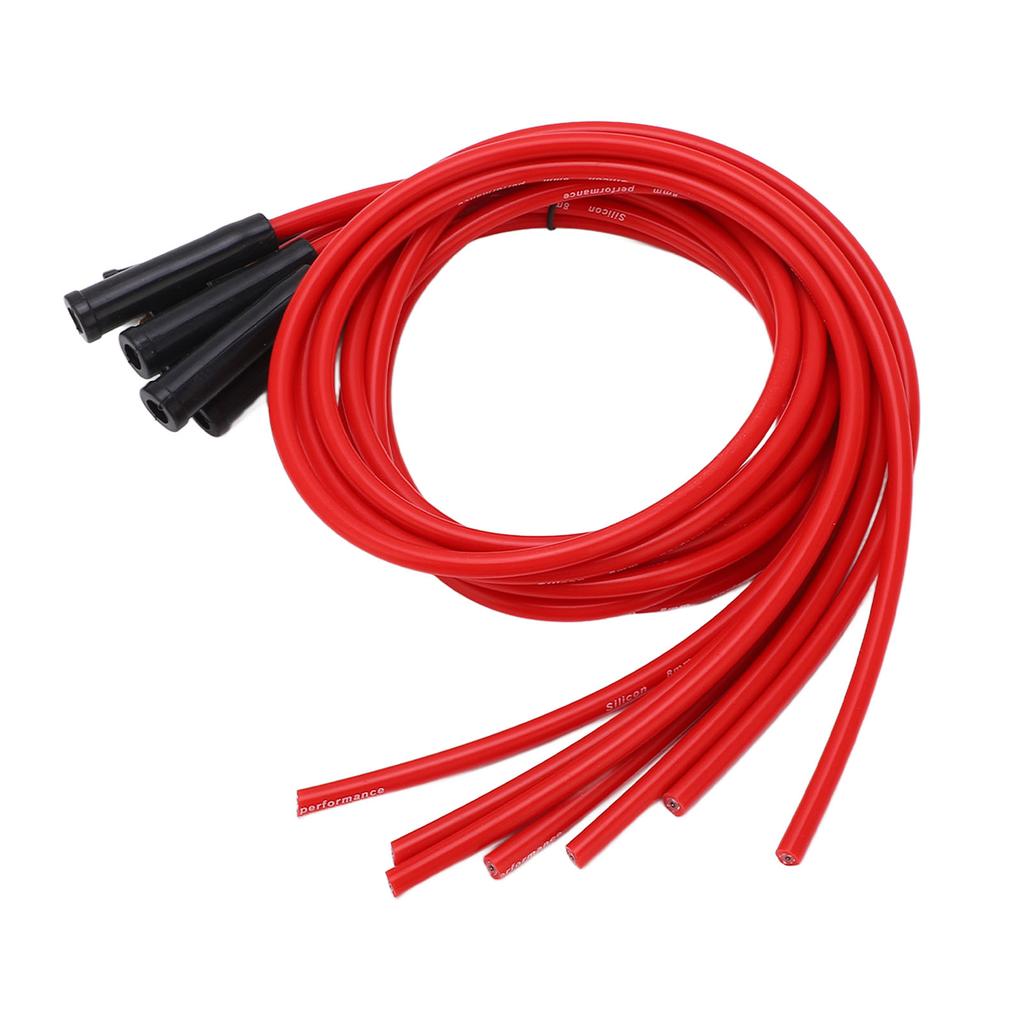 Sparking Plug Ignition Wire Set Red 8mm Diameter 1m Length Ignition Wire Replacement for 6 Cylinder Classic Cars