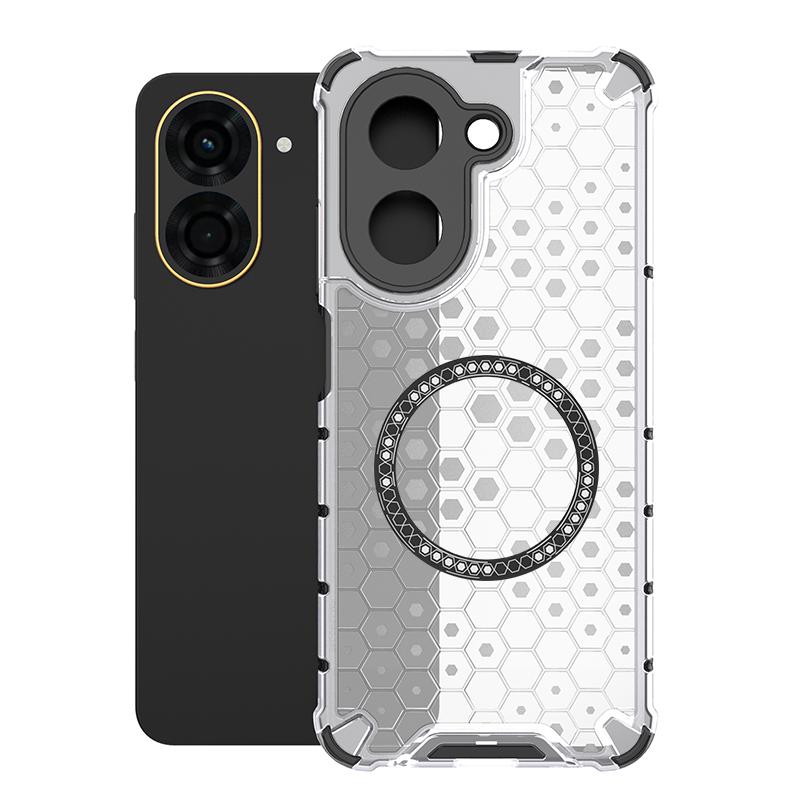 

For Xiaomi Redmi A5 4G (171.7mm)/Poco C71 4G Case Compatible with MagSafe Honeycomb Design TPU+PC Phone Cover Transparent
