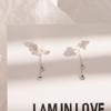 925 Sterling Silver Romantic Pink Cherry Blossom Shell Tassel Earrings for Women Girls Party Drop Earrings Jewelry Gifts S-E1248