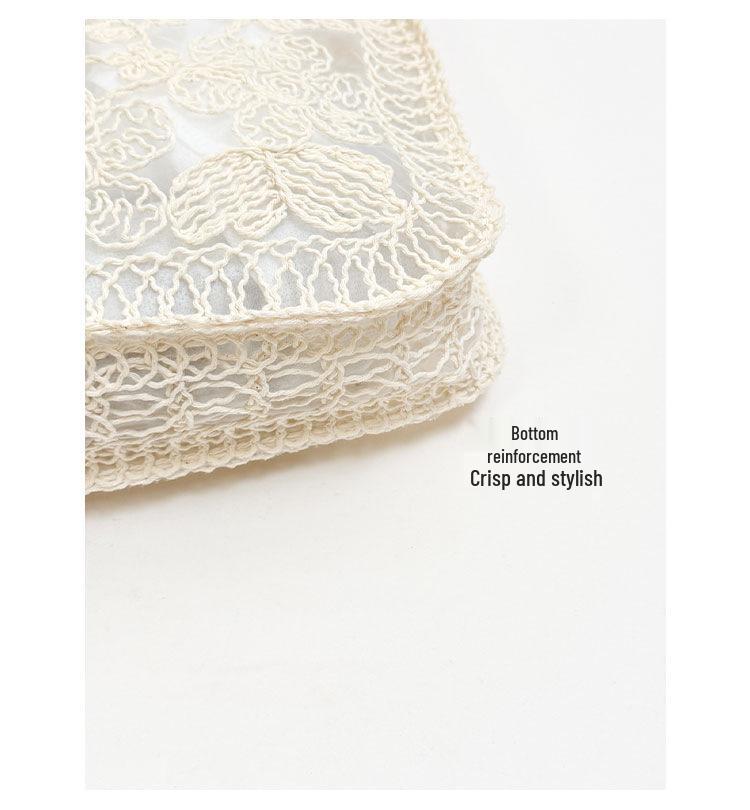 2026 Spring/Summer Lace Flower Mesh Tote: Women's Large-Capacity Artistic Beach Shoulder Bag