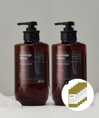 Ryo [aromatyczny Kwiatowy] Odżywczy Szampon Profesjonalna Pielęgnacja Przeciw Wypadaniu Włosów Moon Balm z Gyeongju 585 ml 2 sztuki