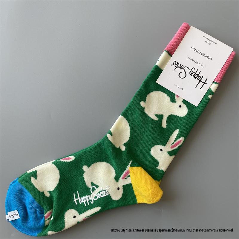 

Happy Dopamine Trendy Women s Cute Cartoon Cotton Mid-Calf Socks 36-41
