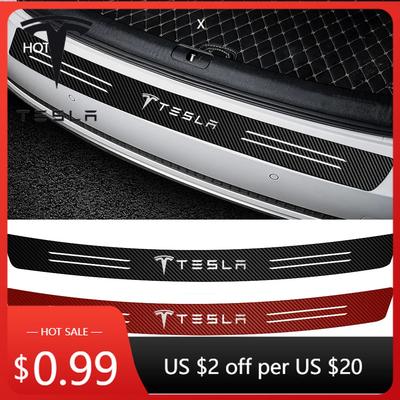 Car Sticker 2025 Hot Car Styling Rear Bumper Badge Carbon Fiber Logo Trunk Stickers For Tesla Model 3 Model S X Model Y Roadster
