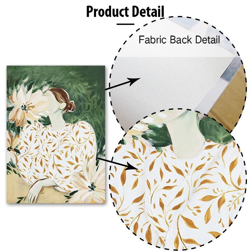 Striped Girl Vase Leaf Flower Coffee Abstract Posters & Prints Wall Art Canvas Painting Hotel Bar Pictures For Living Room Decor