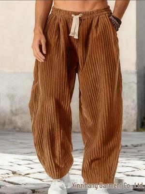 Autumn-Winter Men's Chinese Style Corduroy Harem Pants - Plus Size, Trendy & Versatile Casual Wear