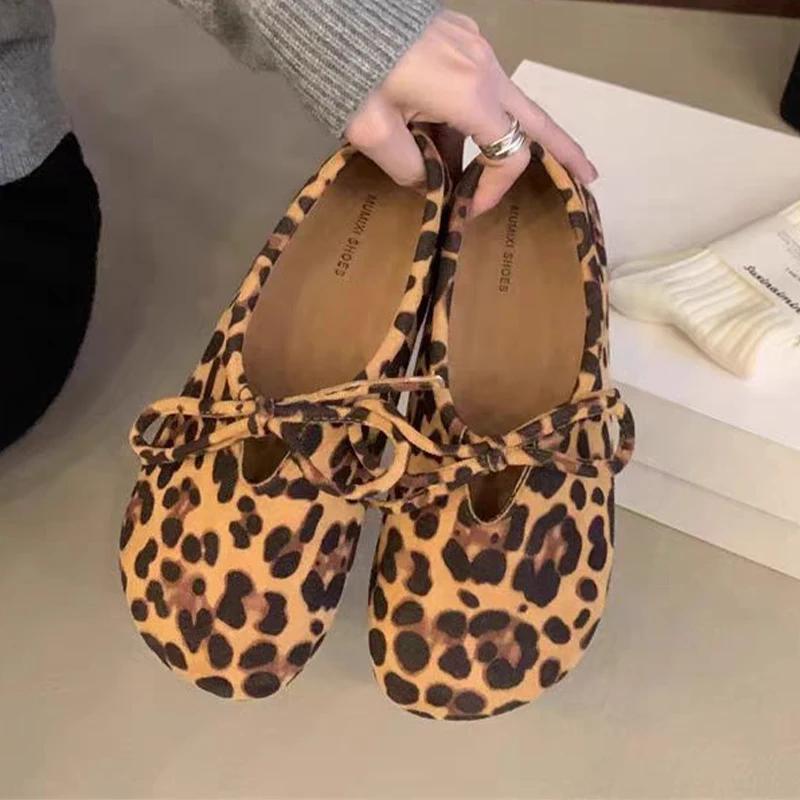 Lankelis Leopardas Moteriški Zomšiniai Balerinos Batai Loaferiai Rudens Nauja Mada Laisvalaikio Batai Moterims 2024 Tendencija Vaikščiojimo Batai Jaukūs Mujer Zapatos
