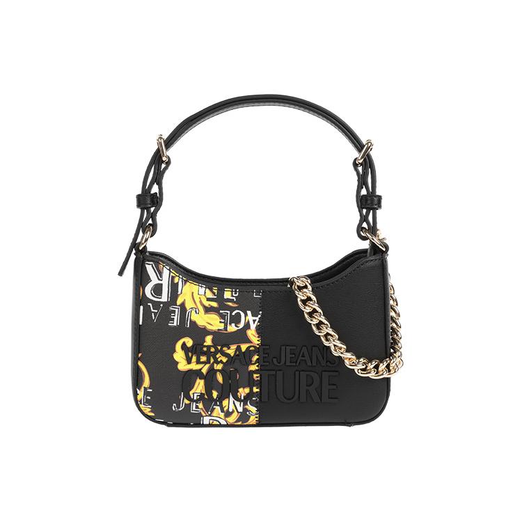 New VERSACE JEANS COUTURE Polyester Shoulder Bag Medium Size Women's Black 74VA4BP4-ZS599-G89