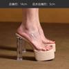 2025 new COS hate sky high transparent sandals women's super high heel cool slippers women's waterproof table heightening small size sandals