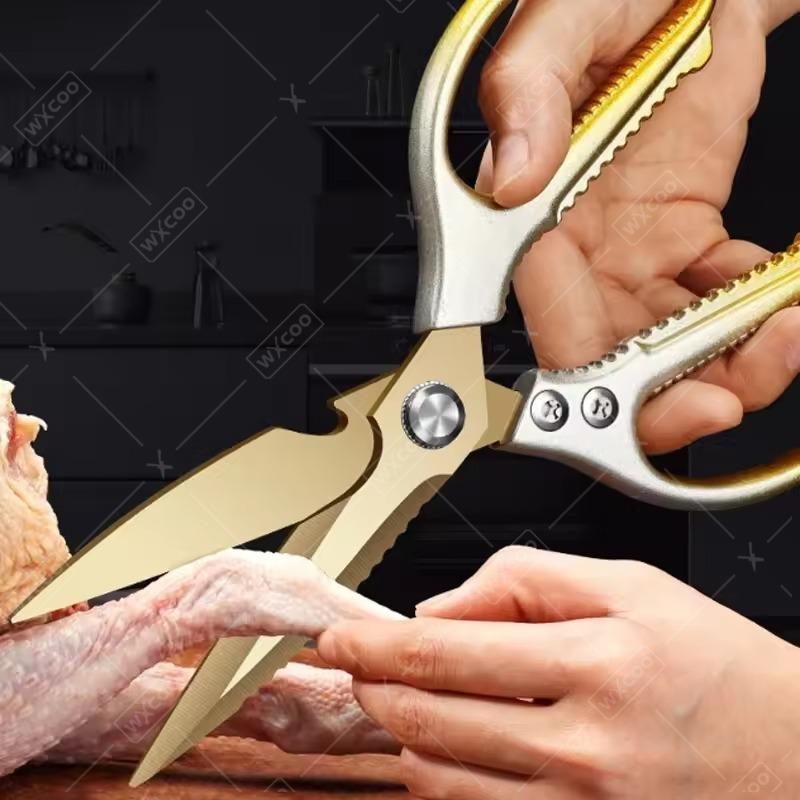 WXCOO Stainless Steel Kitchen Scissor Shears Multi-function Household Cutting Tool for Chicken Bone, Fish Scale, Cooking