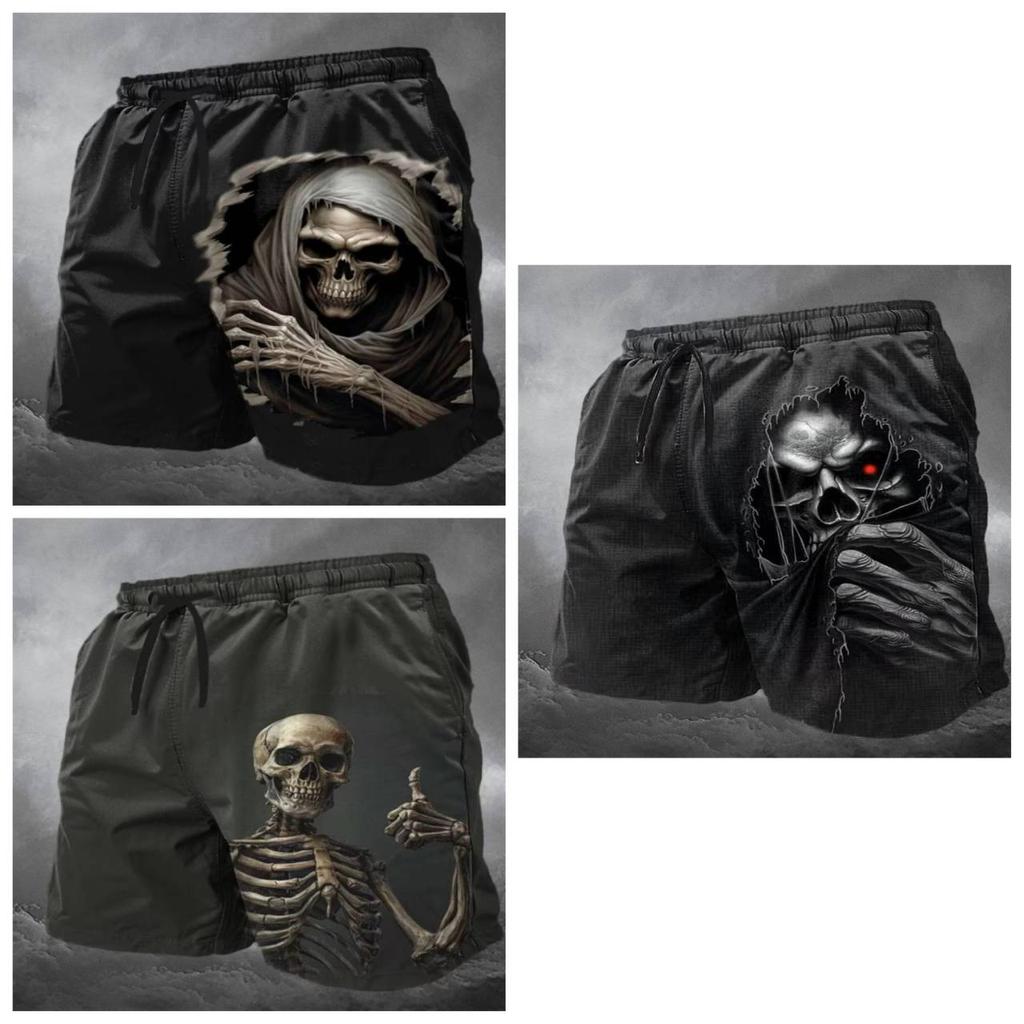 Skull Skeleton Muay Thai MMA UFC Kick Boxing Shorts Men Women Unisex Training Quick Dry Breathable Sport Gym Fitness Workout