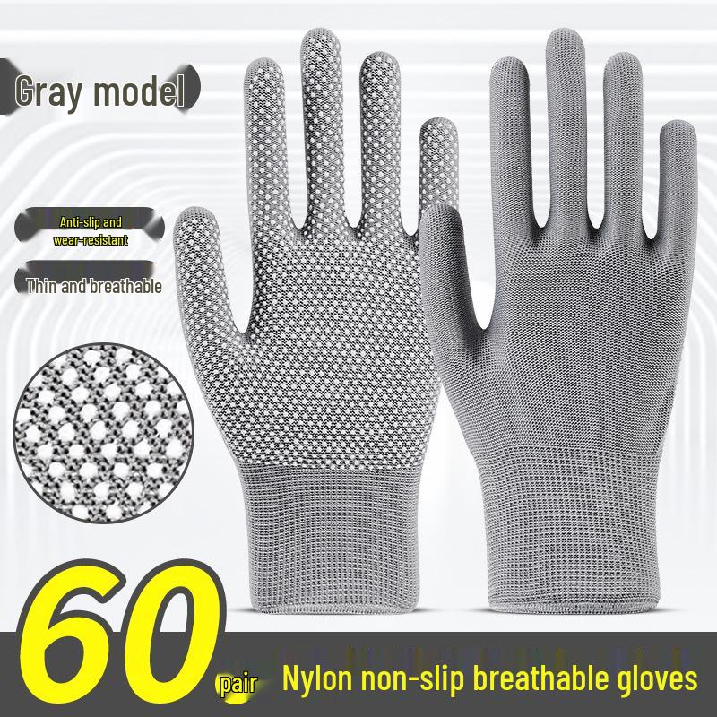 Breathable Non-Slip Nylon Summer Work Gloves - Unisex, Wear-Resistant, Sunscreen