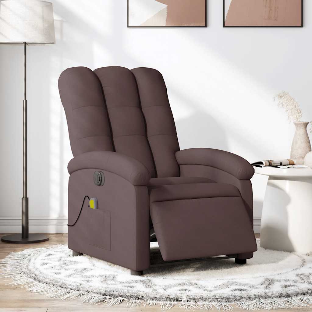 Electric Massage Chair Dark Brown Fabric