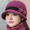 Windproof Floral Decor Hat Warm Knit Basin Cap Fashion Middle-aged Elderly Bucket Hat  Winter