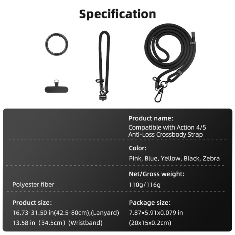 Quick Detach Camera Mounting Straps Adjustable 42.5-80cm for Action4/5/X5 Shootings And Daily Carry