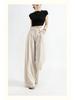 Women's High-Waisted Wide-Leg Linen Pants - Summer 2026 Collection, Loose Fit, Tencel Cotton Blend, Floor-Length