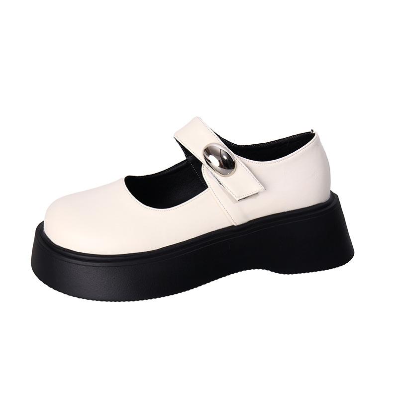 Retro Mary Jane Shoes Women's Summer New Single Shoes Versatile College Style Thick Sole with Skirt