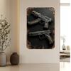 Vintage Metal Tin Sign 2D Tactical Pistol Wall Art for Man Cave Bar Garage
