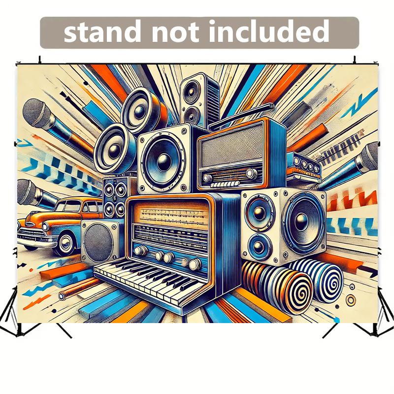 2D Plane 1 Piece of Retro Audio Equipment Art Collection Background Fabric Suitable for Living Room and Bedroom
